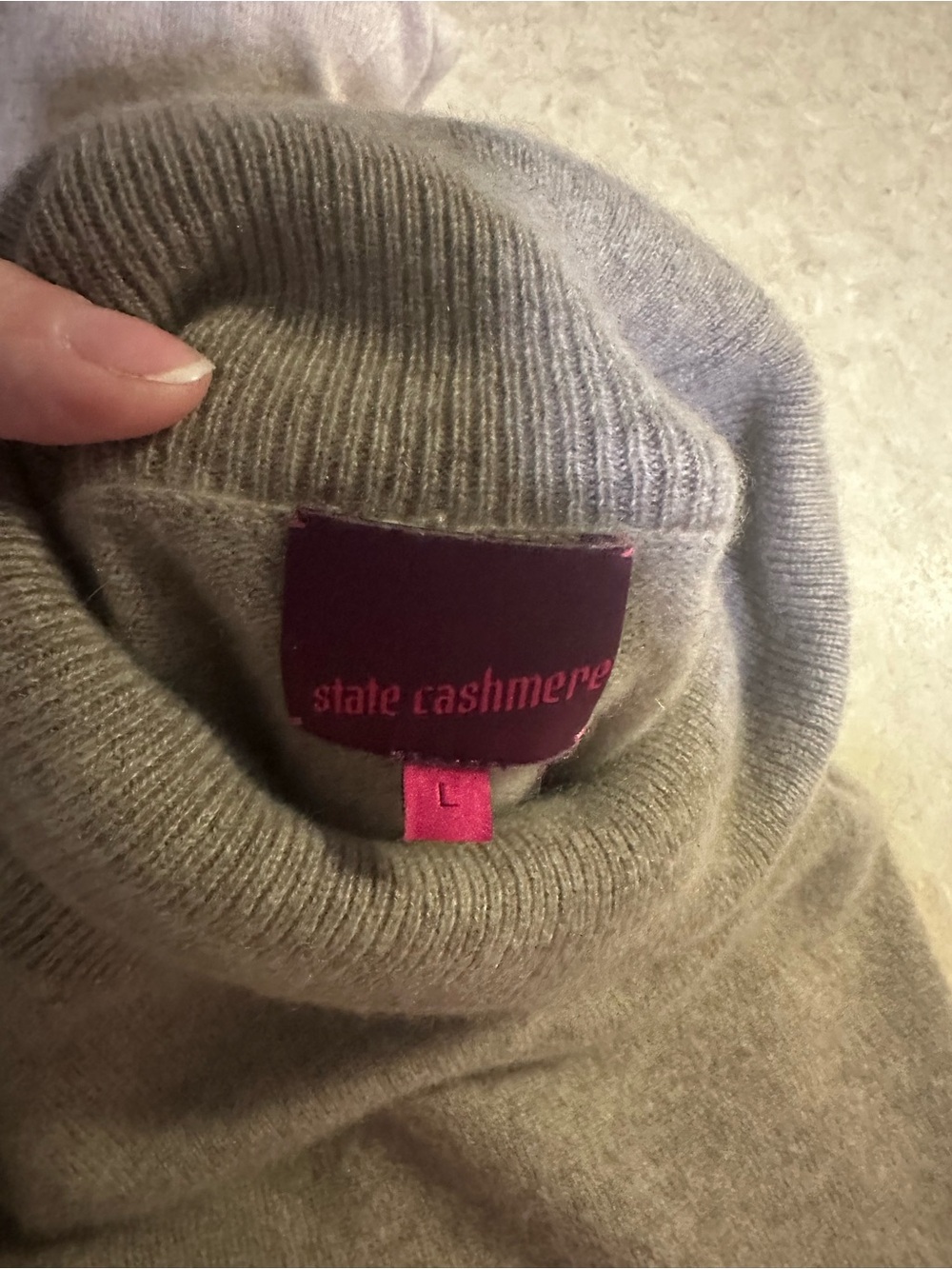 State Cashmere Taupe Turtleneck Sweater - L Wounded bird - Picture 2 of 6